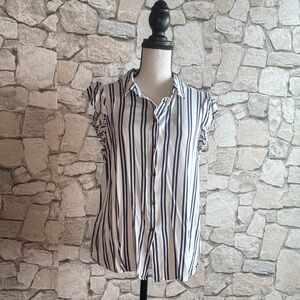 a new day Black and White Striped Button-Down Shirt